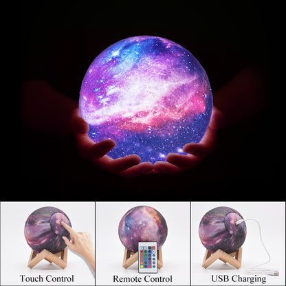 3D Galaxy Moon Lamp